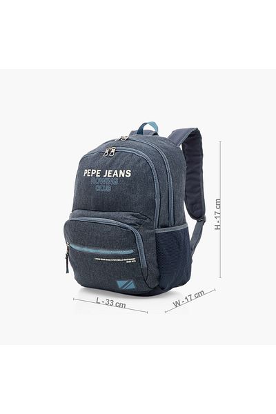 Pepe Jeans Pepe Jeans Logo Print 18-inch Backpack with Adjustable Straps and Zip Closure - 33x17x17 cms