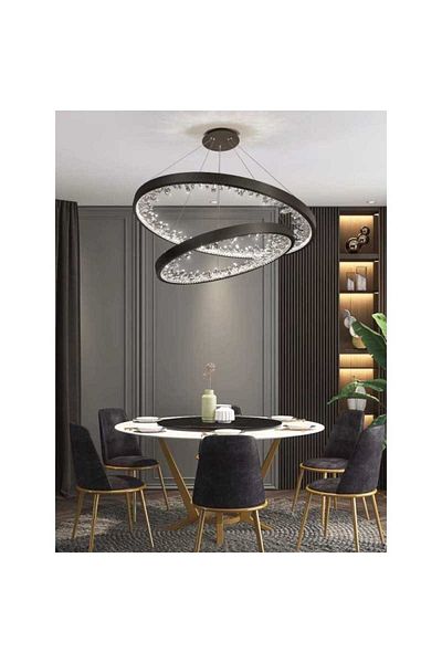 Sueva Black Led Chandelier D40 60 With 2.4g Wifi Remote Control 45cm Light/cold/warm/neutral Intensity