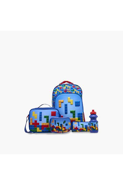 MUST MUST 5-Piece Tetris Print 16-inch Backpack Set - 43x30x13 cms