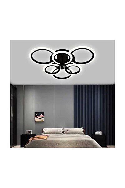 Sueva Lustra LED 6 cercuri Neagra cu Telecomanda wifi 2.4G cu lumina/rece/cal...