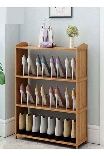 Raffine 4-Tiers Bamboo Shoe Rack Organizer Shoe Cabinet Display Storage Rack for Entryway and Living Room Fu