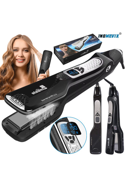 INOMEVIX Placă de abur, ceramică, turmalină, 5 viteze, ionizare, antistatică, placă de călcat cu păr