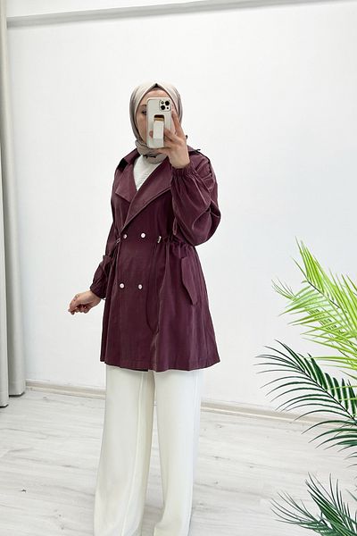 NOSHE Summer Silk Cupra Fabric Waist Drawstring Detailed Hijab Women's Jacket