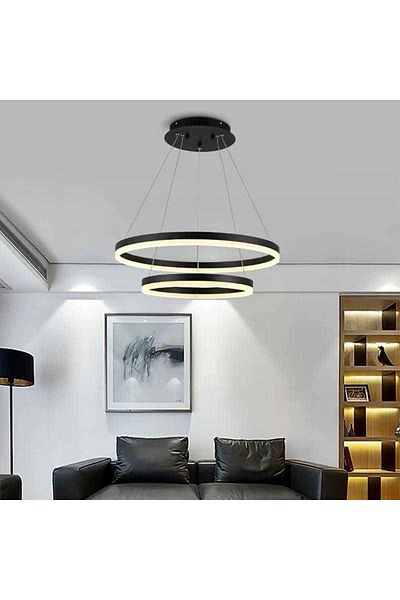 Sueva Minimalist Black Ring LED Chandelier with 2.4G wifi Remote Control adjustable light/cold/warm/neutral