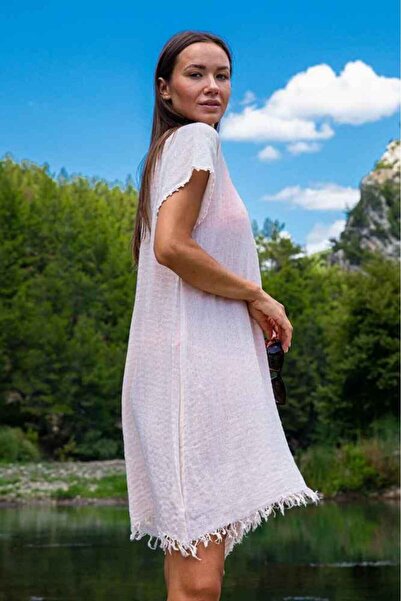 My-o Αυθεντικό Λεπτό Φόρεμα Μουσελίνας με Φούντες 100% Βαμβάκι