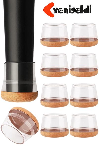 Yenigeldi 8 bucăți scaun rotund Papucu (2,8–3,6 cm) Protector de podea din silicon transparent Husă pentru picioare