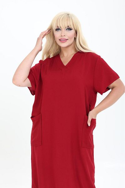 mervemoda Women's Summer V-Neck Woven Dress Short Sleeve Dress Below the Knee