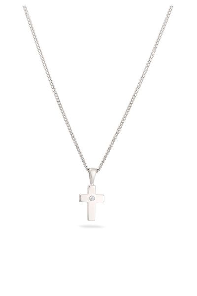 ELLI Necklace Necklace Women Cross pendant Armouredchain Lab Grown Diamond Brilliant Cut White (0.02 ct)