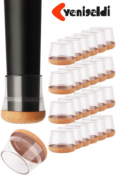 Yenigeldi 24 τμχ Στρογγυλή καρέκλα Papucu (1,5–2,2 CM) Διαφανές προστατευτικό δαπέδου από σιλικόνη με τσόχα θήκη ποδιών