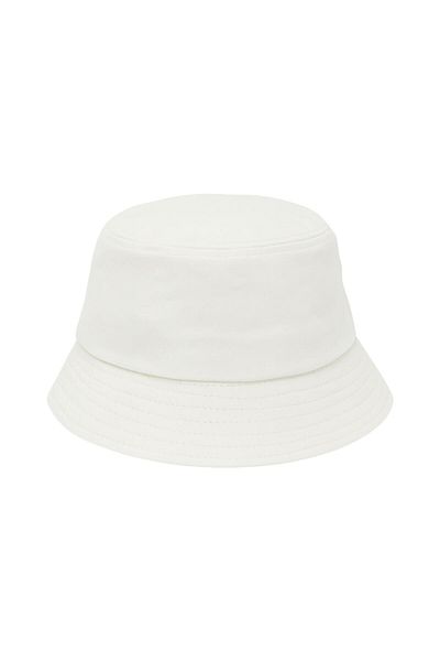 PERLOTUS Unisex White Bucket Bucket Hat Cotton Fabric Sunscreen Casual Hat