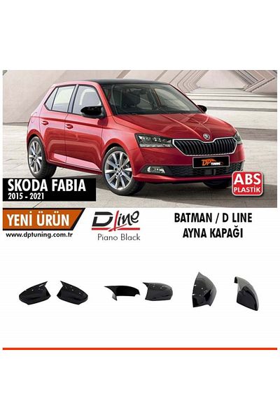 CED AUTO TRADE Mirror caps compatible with SKODA Fabia III 2015-2021 Glossy Black Batman Style