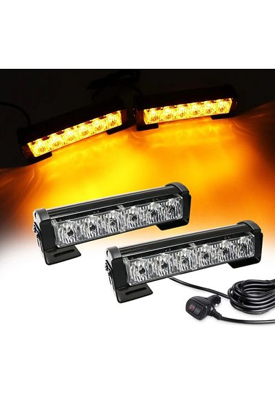 CED AUTO TRADE Set 2 stroboscoape auto, portocaliu, 14 jocuri de lumini, lungime 17 cm, 12-24V