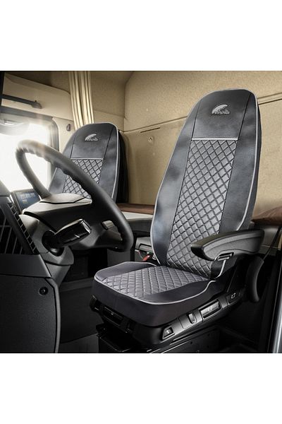 Umbrella SET OF TRUCK SEAT COVERS UMBRELLA FOR VOLVO EURO 5 GREY ECO-LEATHER