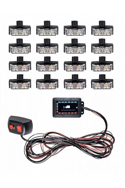 CED AUTO TRADE Set of 16 warning strobe lights, 12V, yellow