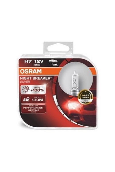 Osram SET 2 BECURI 12V H7 55 W NIGHT BREAKER ARGINTIU +100% OSRAM