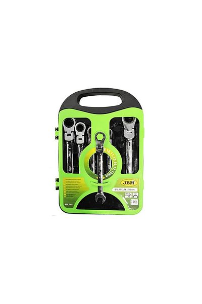 JBM SET OF 7 COMBINATION WRENCHES WITH RATCHET AND ROTARY HEAD JBM