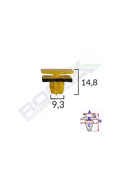 ROMİX Exterior Element Fastening Clips For Hyundai 9.3X14.8Mm - Yellow Set of 10 Pieces