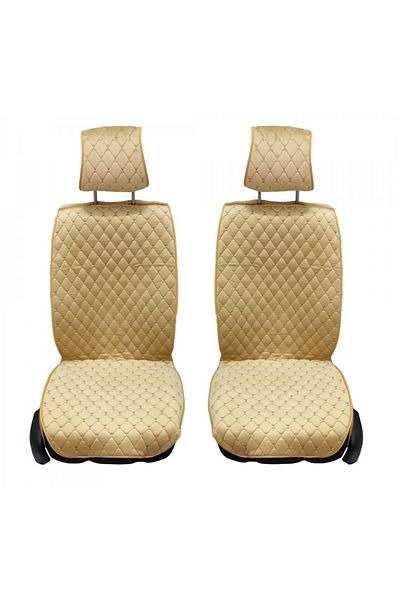 CED AUTO TRADE Set of 2 car seat covers for front, velvet, cream