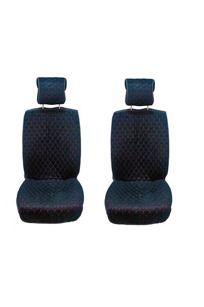 CED AUTO TRADE Set of 2 front car seat covers, velvet, black with red stitching