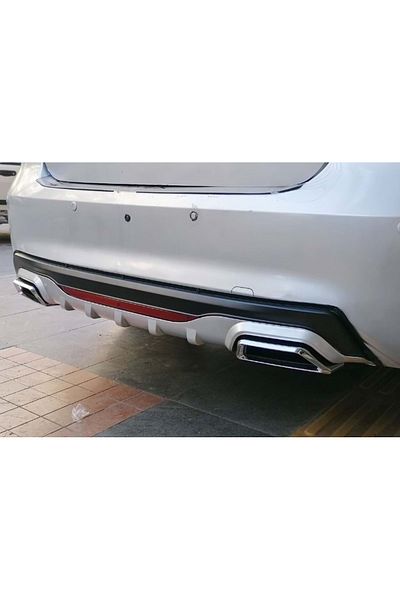 CED AUTO TRADE Universal rear bumper diffuser, ELITE PLUS B Design, matt black / grey and reflective reflector
