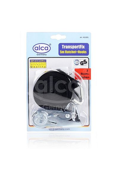 ALCA CARGO ANCHORAGE STRAPS WITH RATCHET AND 2 HOOKS 1 X 5 M ALCA 122.5 daN