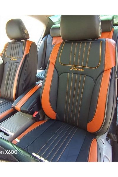 CED AUTO TRADE Set huse scaune auto piele ecologica negru cu maro, universale, fata-spate
