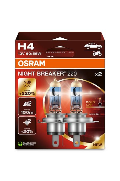 Osram SET 2 BECURI 12V H4 60/55 W DISTANȚĂ NOCTURNĂ +220% OSRAM