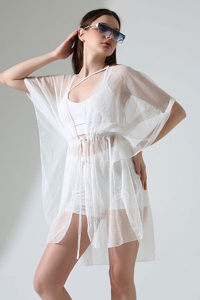 Esberin Front Lace Patterned Tulle Pareo