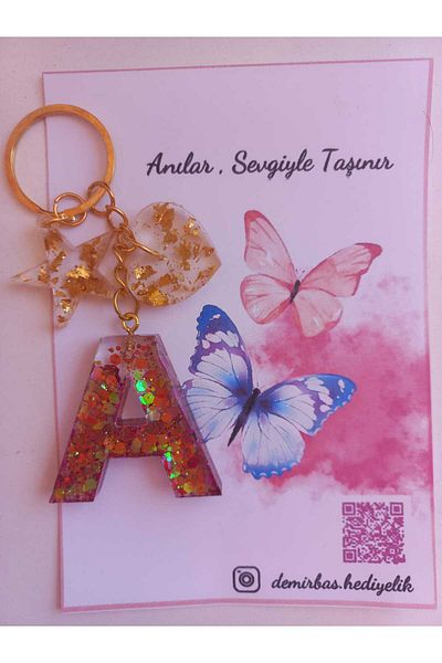 demirbasavm Handmade Epoxy a Letter Keychain