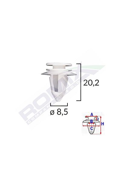 ROMİX Clips Tapiterie Pentru Ford/Mini/Volvo/Mercedes 8.5X20.2Mm - Alb Set 10 Buc