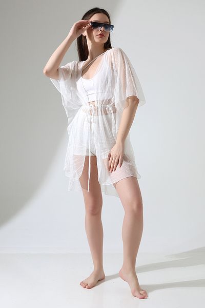 Esberin Front Lace Patterned Tulle Pareo