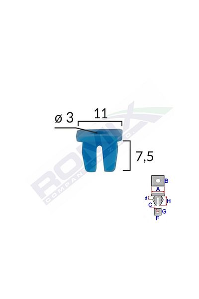 ROMİX Fixing Clips For Group Vag/ Citroen/ Fiat/ Alfa - Blue Set of 25 Pieces