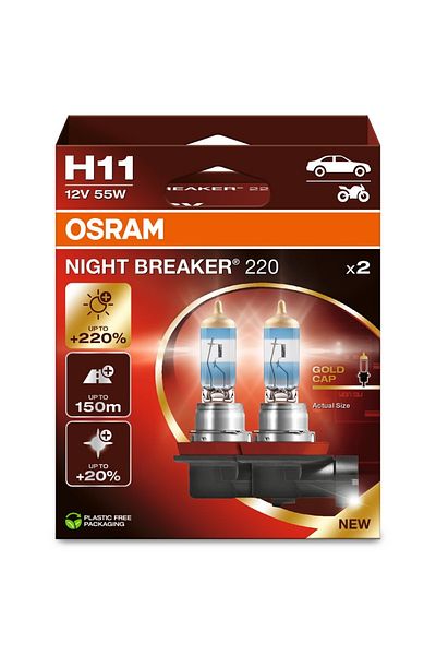 Osram SET 2 BECURI 12V H11 55 W DISTANȚĂ NOCTURNĂ +220% OSRAM