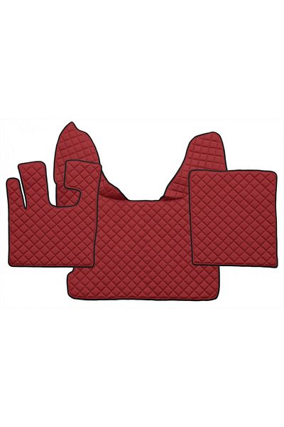 CED AUTO TRADE Truck mats set, eco-leather compatible with DAF XF 105 2007-2012 Red, AUTOMATIC