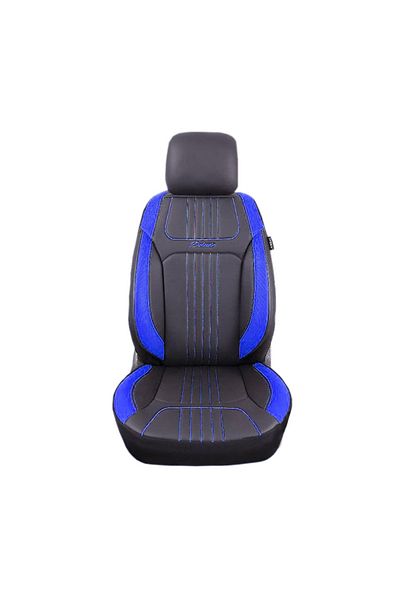 CED AUTO TRADE Set huse scaune auto piele ecologica negru cu albastru, universale, fata-spate