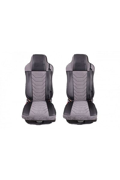 CED AUTO TRADE Truck seat cover set compatible with MAN TGX EURO 6 2007-> eco-leather with velvet, black with gray