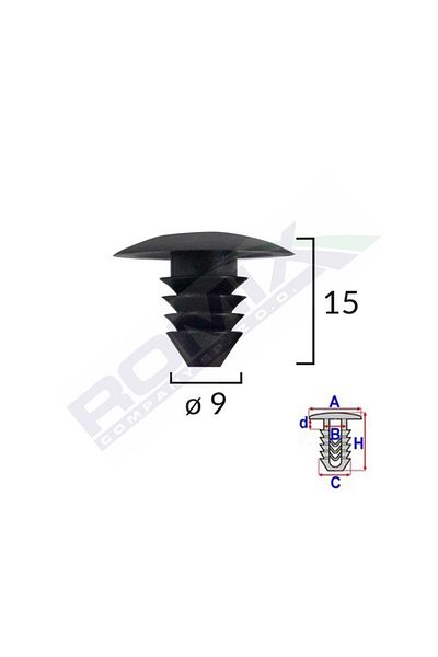 ROMİX Clips Tapiterie Pentru Grup Vag 9X15Mm - Negru Set 10 Buc