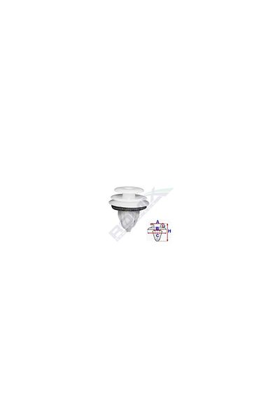 ROMİX Upholstery Clips For Toyota, Lexus 8.5X19.8Mm White Set of 10 Pieces