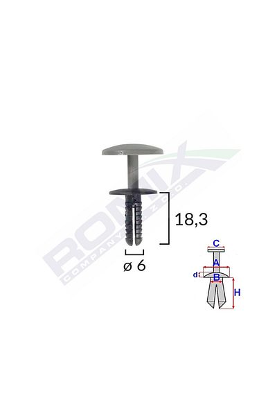 ROMİX Clips Fixare Universal 6X18.3Mm - Negru Set 25 Buc