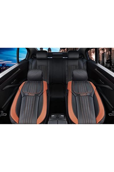 CED AUTO TRADE Set huse scaune auto piele ecologica negru cu maro, universale, fata-spate