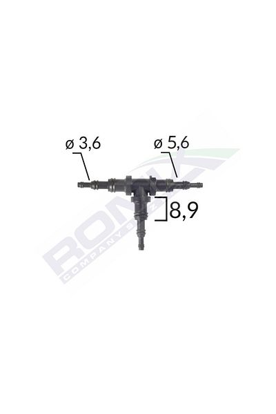 ROMİX Universal Hose Pipe Tee Connector 3.6 - 5.6 - 8.9Mm - Black Set of 5 Pieces