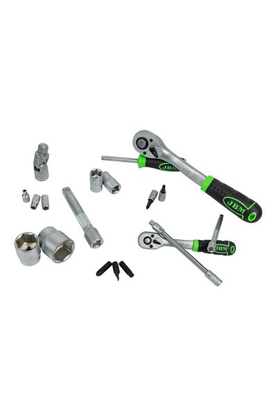 JBM TRUSA DE TUBULARE HEXAGONALE CU 94 PIESE CU CLICHETI 1/2` SI 1/4` JBM