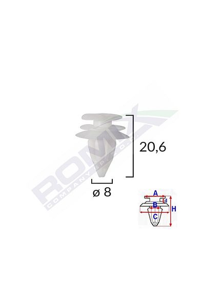 ROMİX Clips Tapiterie Pentru Bmw 8X20.6Mm - Alb Set 10 Buc