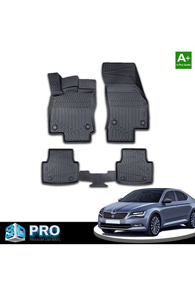 CED AUTO TRADE Set covorase auto cauciuc Skoda Superb 3 III 2015-2023, forma tavita 3D