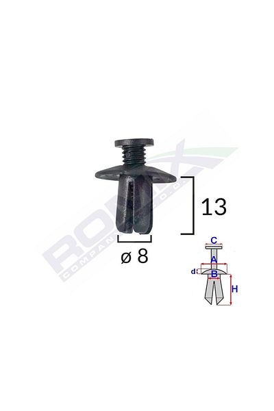 ROMİX Clips Fixare Pentru Hyundai/Kia/Mazda - Negru Set 10 Buc