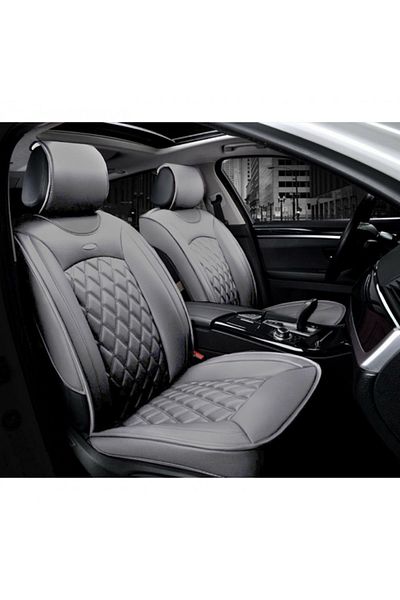 CED AUTO TRADE Set 2 huse scaune auto pentru fata, piele ecologica, gri