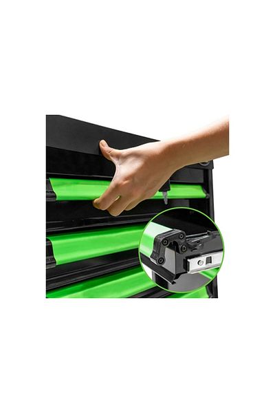 JBM TOOL BENCH 7 DRAWERS GREEN EQUIPPED WITH 172PCS JBM