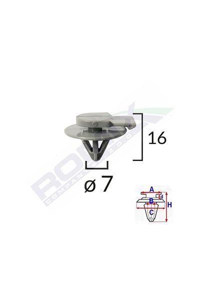 ROMİX Clips Fixare Elemente Exterior Pentru Mini 7X16Mm Gri Set 5 Buc