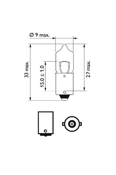 Philips BEC AUXILIAR H10W 12V 10W BA9s SET 10 BUC
