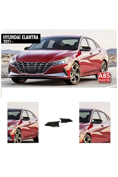 CED AUTO TRADE Capace oglinda compatibile cu Hyundai Elantra 2021->, Negru lucios BATMAN style